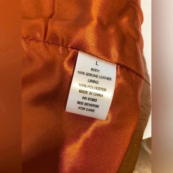 Isaac Mizrahi Live Cogniac Leather Jacket Size L - Picture 7 of 8